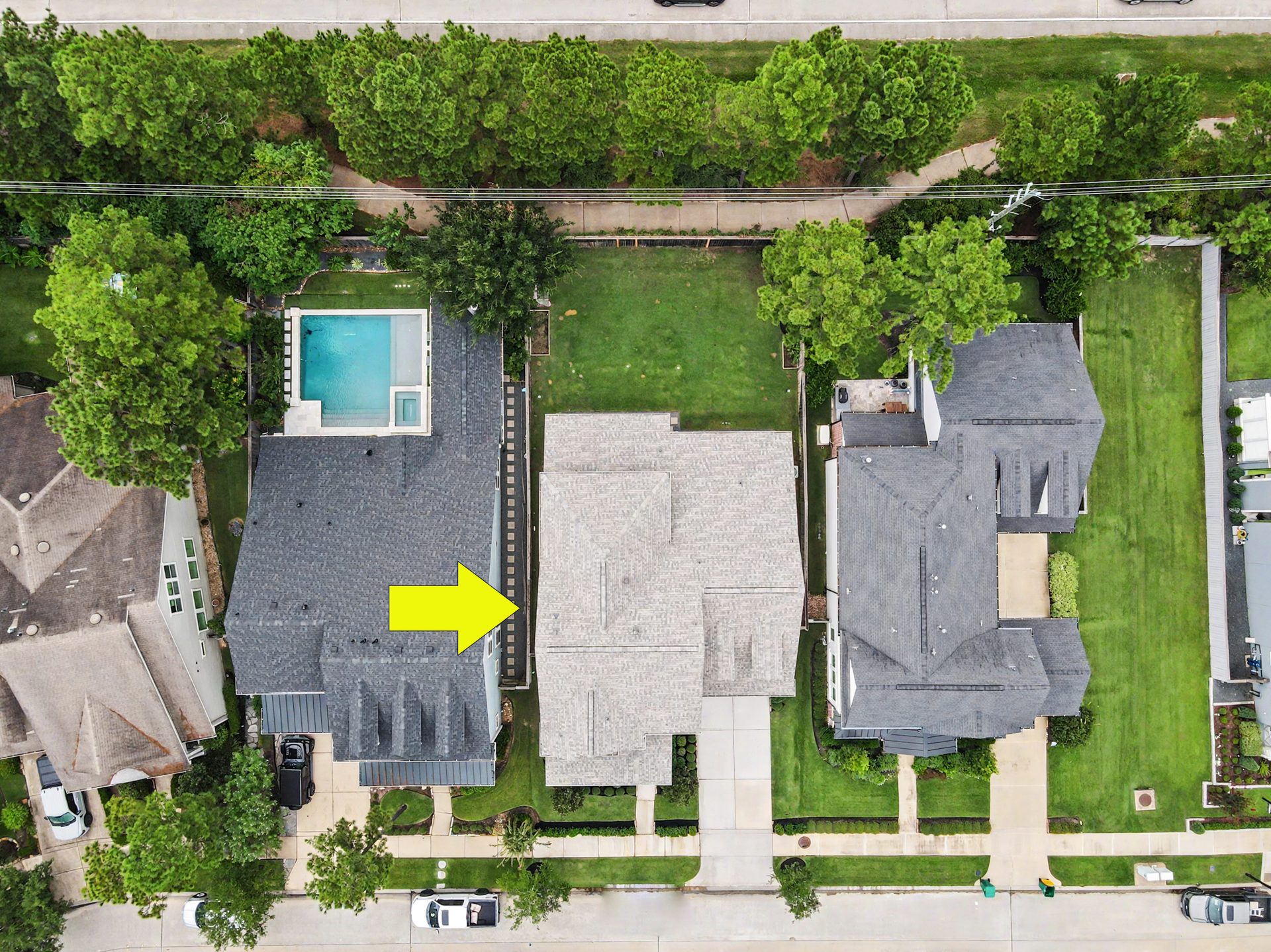 Aerial view — home highlighted