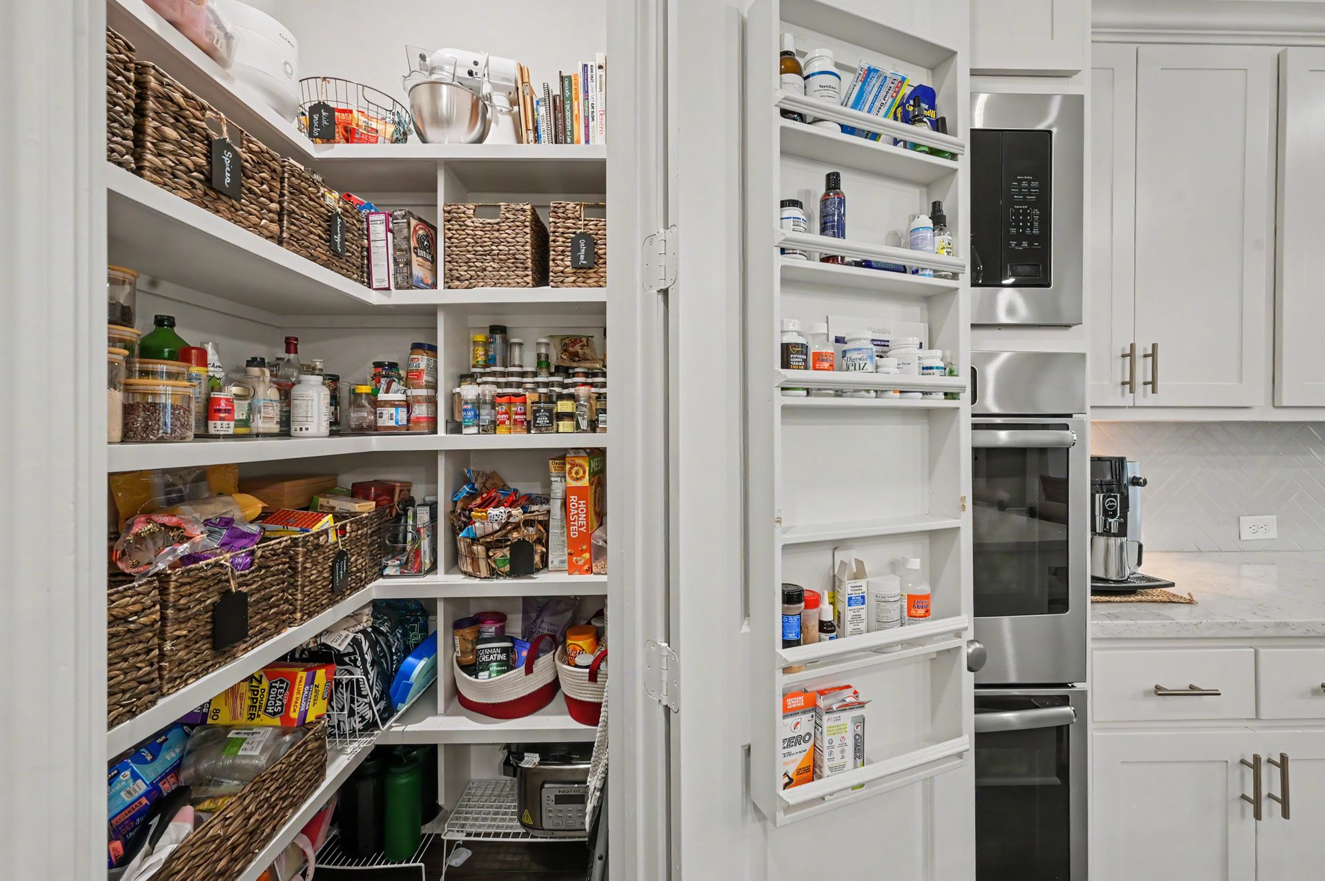 Walk-in pantry with custom shelving