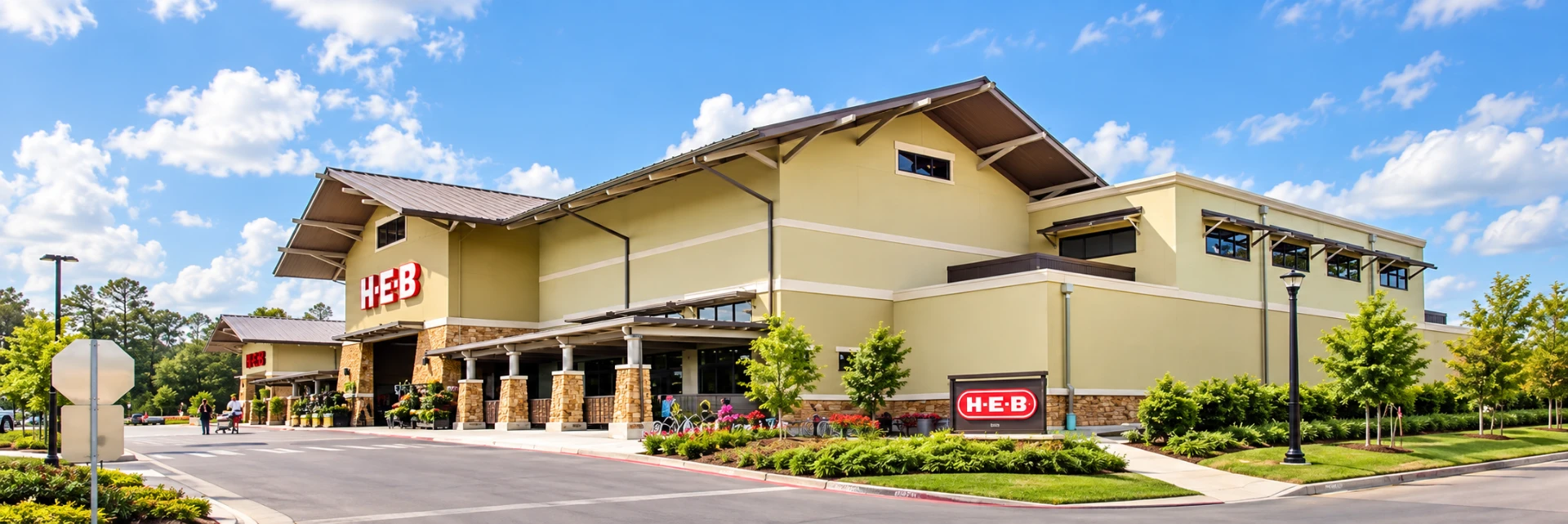 H-E-B grocery store in Creekside Village, within walking distance of the home