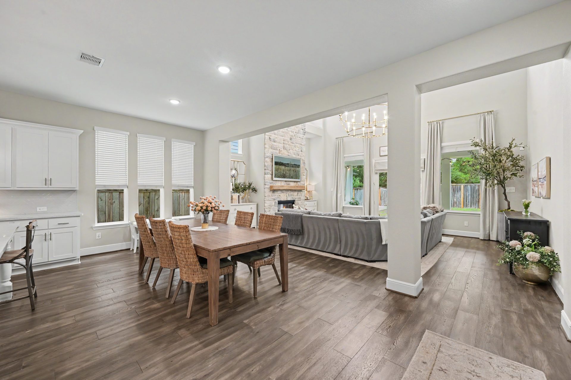 Open-concept kitchen and dining